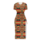 Powwow StoreGBNAT0004604 Pattern Native Women's Slit Sheath Dress