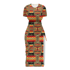Powwow StoreGBNAT0004604 Pattern Native Women's Slit Sheath Dress