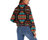 GB-NAT00046-02 Pattern Native American Women's Zip Jacket