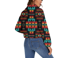 GB-NAT00046-02 Pattern Native American Women's Zip Jacket