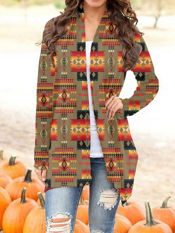 GB-NAT00046-08 Tribe Design Native Women's Cardigan With Long Sleeve
