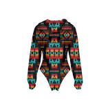 Powwow Storegb nat00046 02 tribes pattern womens raglan sleeve hooded bodysuit