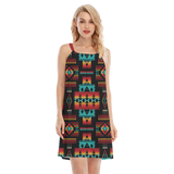 Powwow StoreGBNAT0004602 Native  Design Women's Oneck Cami Dress