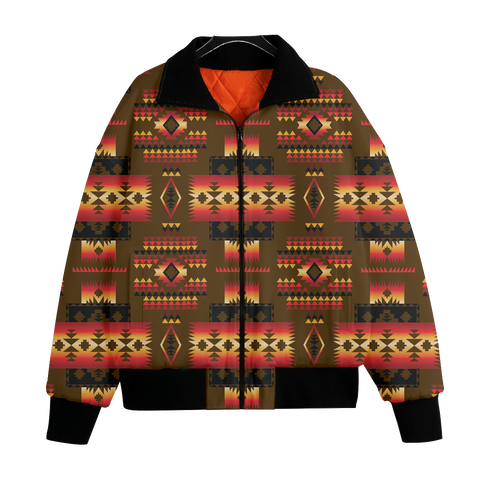 GB-NAT00046-08 Pattern Native American Unisex Knitted Fleece Lapel Outwear