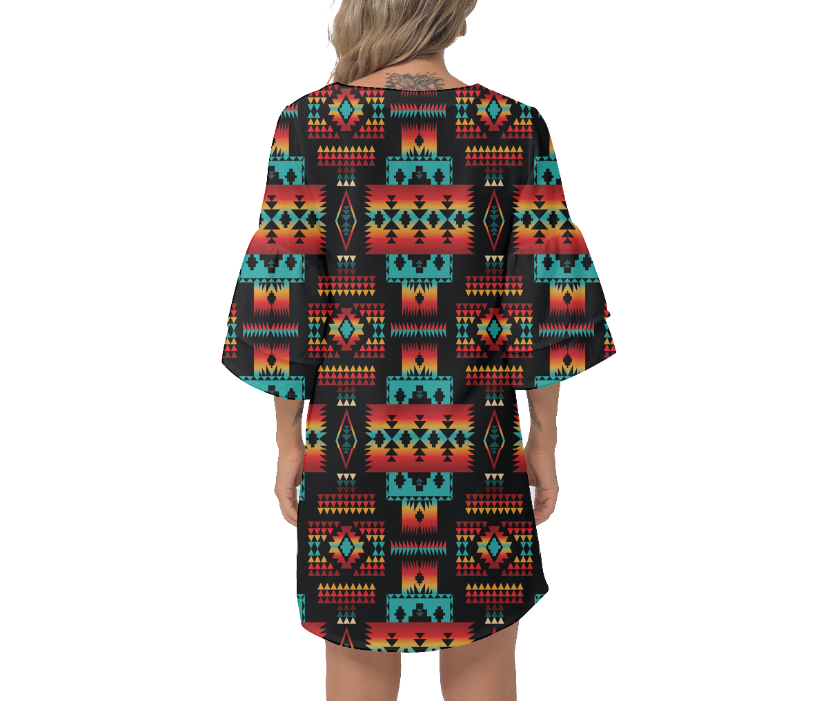 Powwow Storegb nat00046 02 native design print womens v neck dresss