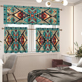 GB-NAT00016 Pattern Native American  Curtain Valance and Kitchen Tiers Set