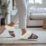 GB-NAT00062-04 Navy Tribe  Slippers With Fur Edges