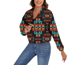 GB-NAT00046-02 Pattern Native American Women's Zip Jacket