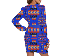 Powwow Storegb nat00046 06 pattern native long sleeve dress with waist belt