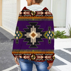 Powwow Storegb nat0001 04 native american womens borg fleece hoodie with half zip