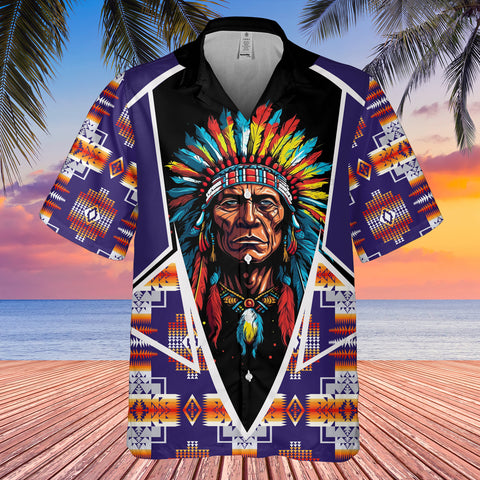 Powwow StoreGBHW000622 Tribe Design Native American Hawaiian Shirt 3D