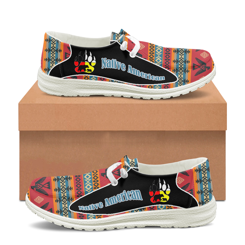 Powwow StoreLUR0024  Pattern Native Lace Up Loafers