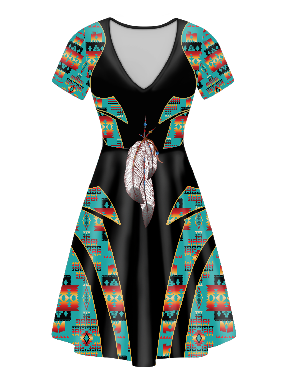Powwow StoreVND0065 Pattern Native VNeck Dress