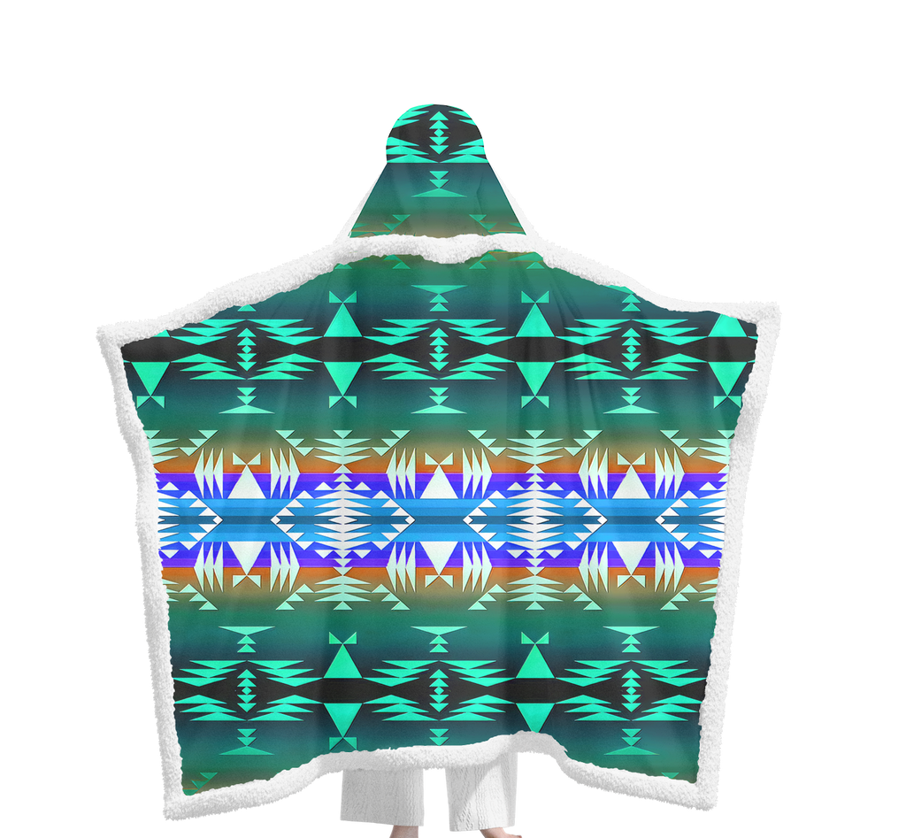 Powwow StoreGBNAT00654 Pattern Native Wearable Hooded Blanket