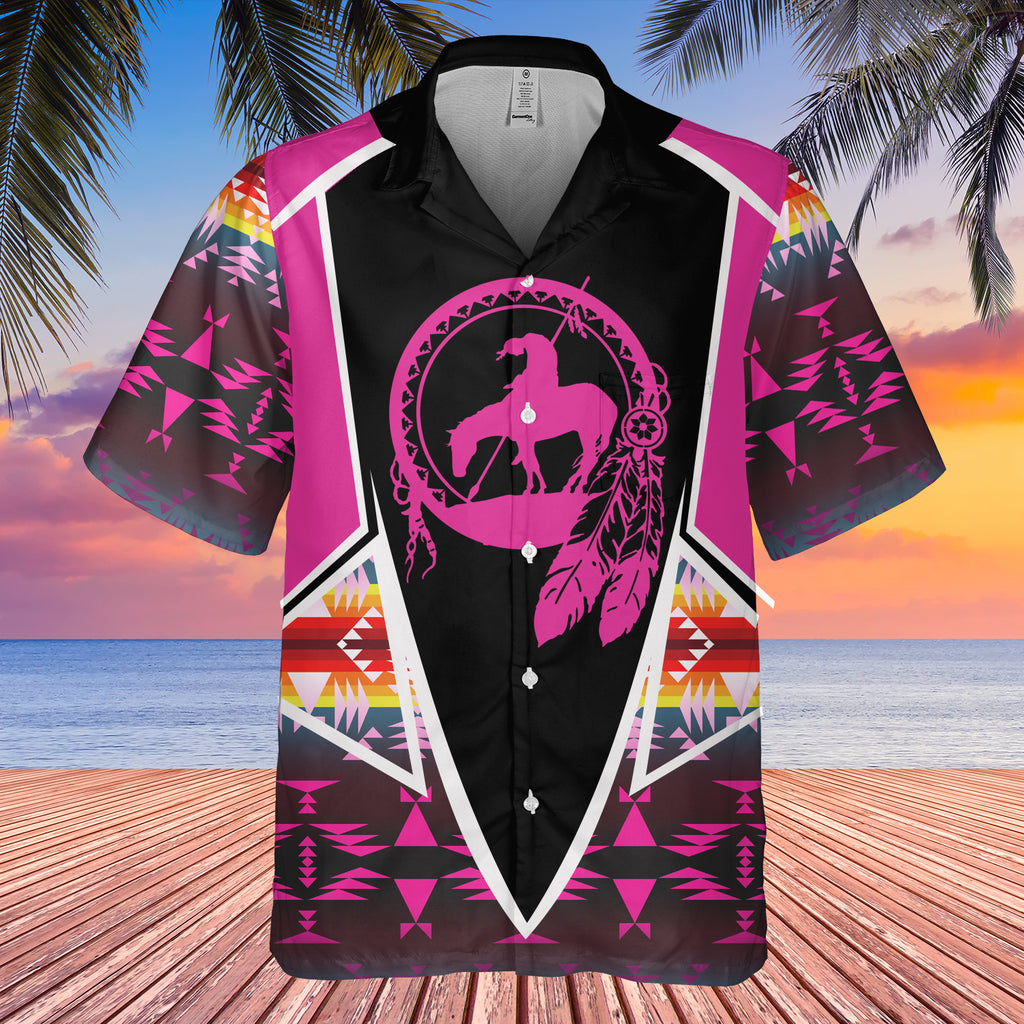 Powwow StoreGBHW000628 Tribe Design Native American Hawaiian Shirt 3D