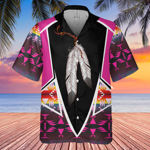 Powwow StoreGBHW000629 Tribe Design Native American Hawaiian Shirt 3D