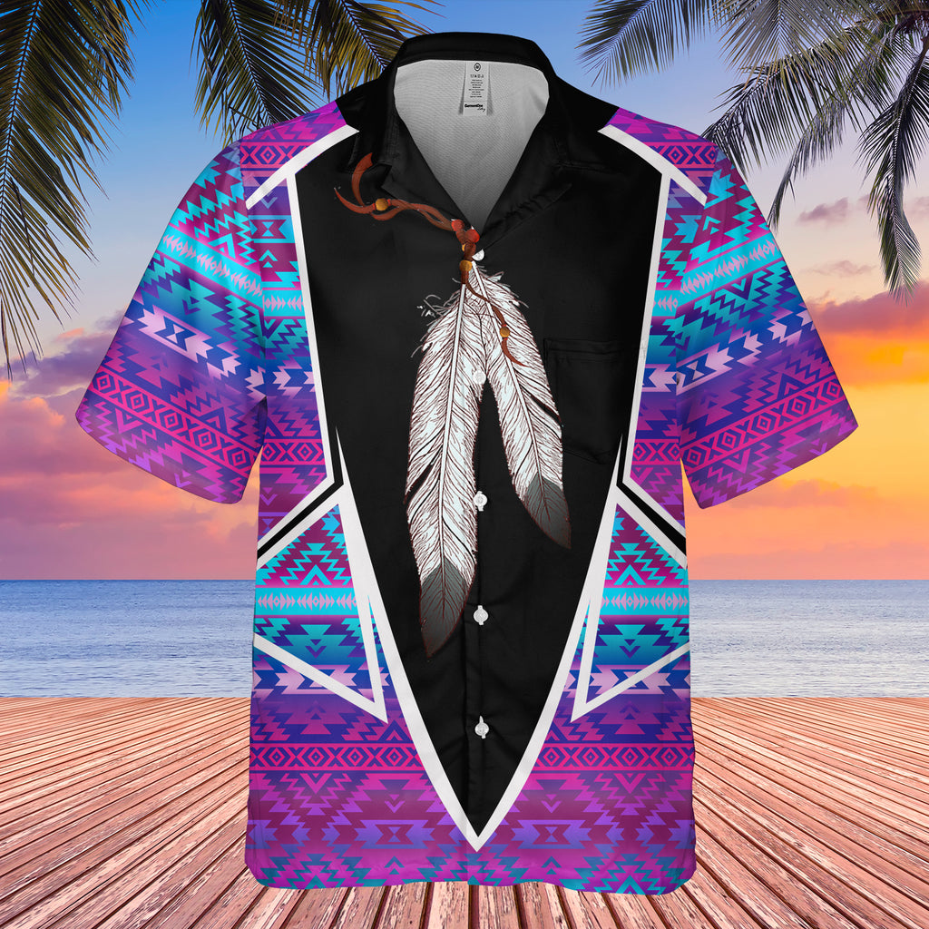 Powwow StoreGBHW000630 Tribe Design Native American Hawaiian Shirt 3D