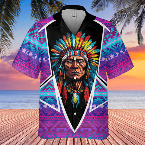 Powwow StoreGBHW000631 Tribe Design Native American Hawaiian Shirt 3D