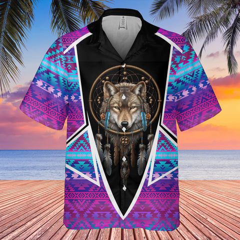 Powwow StoreGBHW000632 Tribe Design Native American Hawaiian Shirt 3D