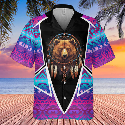 Powwow StoreGBHW000633 Tribe Design Native American Hawaiian Shirt 3D