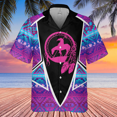 Powwow StoreGBHW000634 Tribe Design Native American Hawaiian Shirt 3D