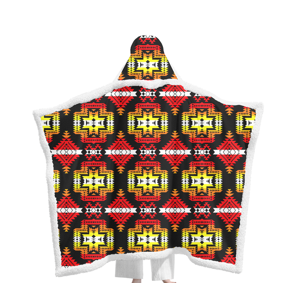 GB-NAT00656 Pattern Native Wearable Hooded Blanket