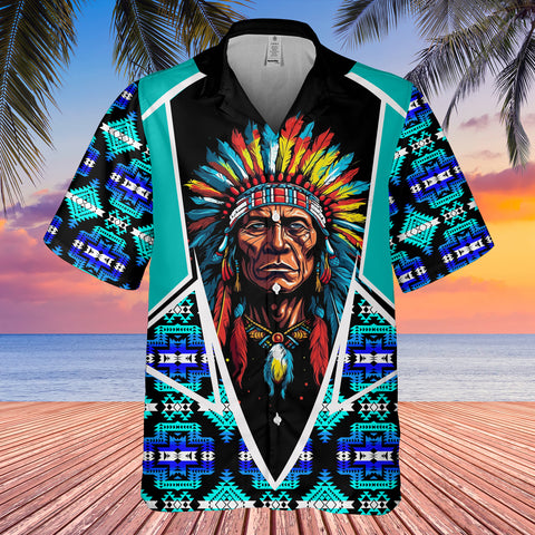 Powwow StoreGBHW000638 Tribe Design Native American Hawaiian Shirt 3D