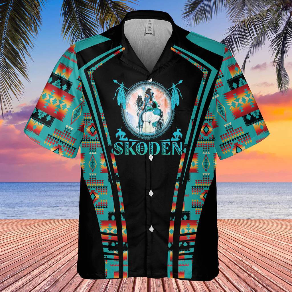 Powwow StoreGBHW000644 Tribe Design Native American Hawaiian Shirt 3D