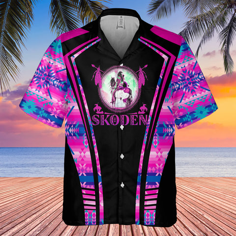 Powwow StoreGBHW000641 Tribe Design Native American Hawaiian Shirt 3D