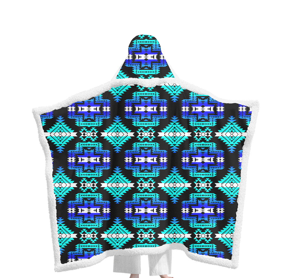 Powwow StoreGBNAT0065602 Pattern Native Wearable Hooded Blanket