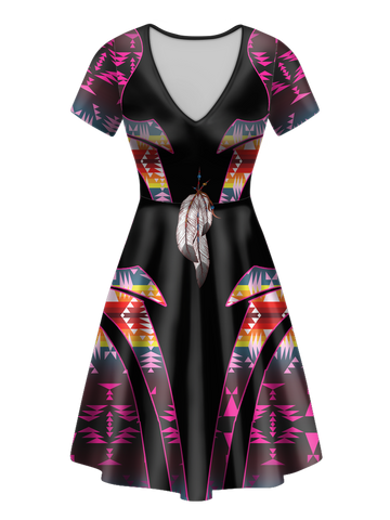V-ND0084 Pattern Native V-Neck Dress
