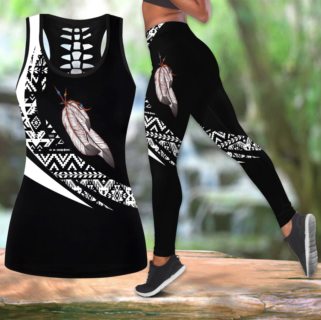 Powwow StoreCOMB2067 Pattern  Native Hollow Tank Top And Legging Sets