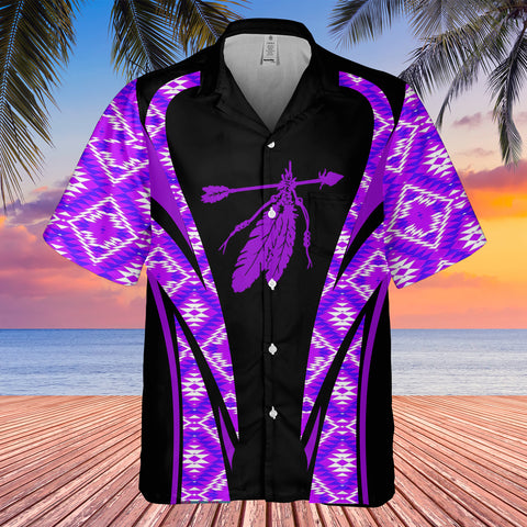 Powwow StoreGBHW000648 Tribe Design Native American Hawaiian Shirt 3D