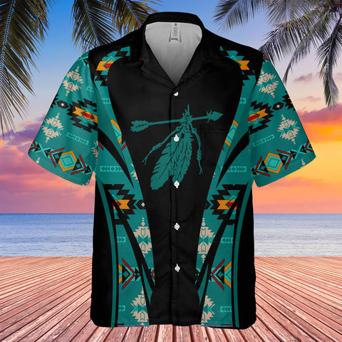 Powwow StoreGBHW000652 Tribe Design Native American Hawaiian Shirt 3D