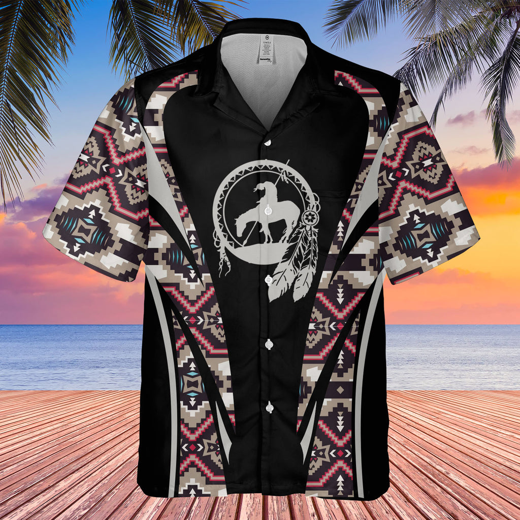 Powwow StoreGBHW000654 Tribe Design Native American Hawaiian Shirt 3D