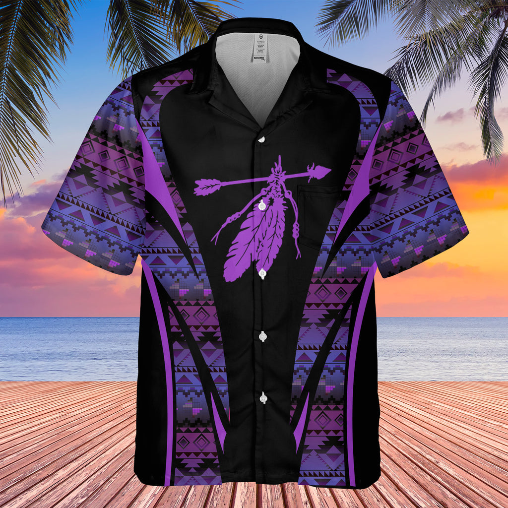 Powwow StoreGBHW000656 Tribe Design Native American Hawaiian Shirt 3D