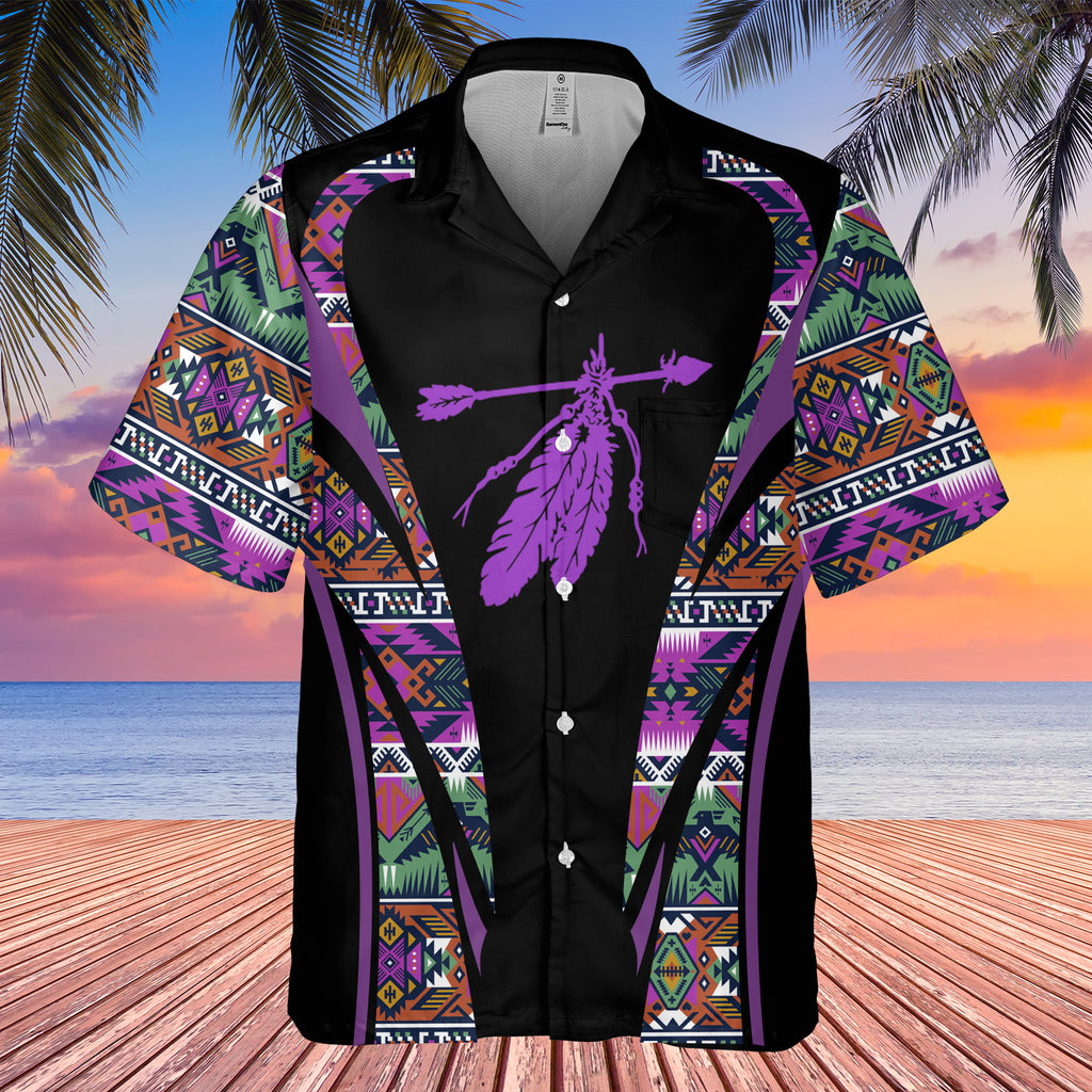 Powwow StoreGBHW000660 Tribe Design Native American Hawaiian Shirt 3D