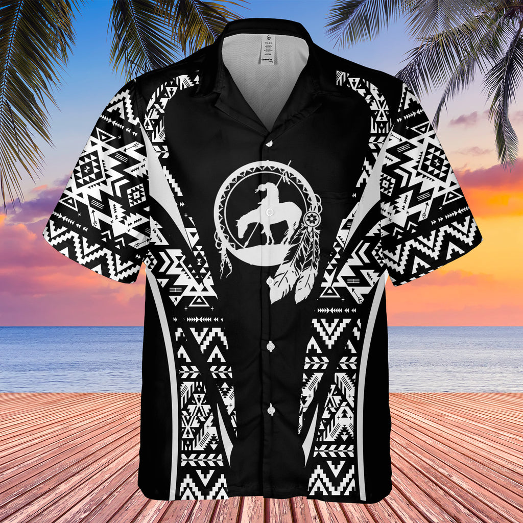 Powwow StoreGBHW000664 Tribe Design Native American Hawaiian Shirt 3D