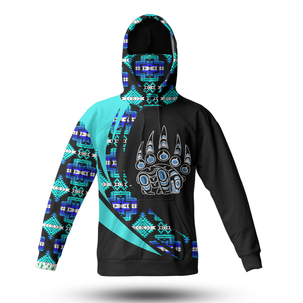 Powwow StoreHWM0063 Pattern Tribal Native 3D Hoodie With Mask