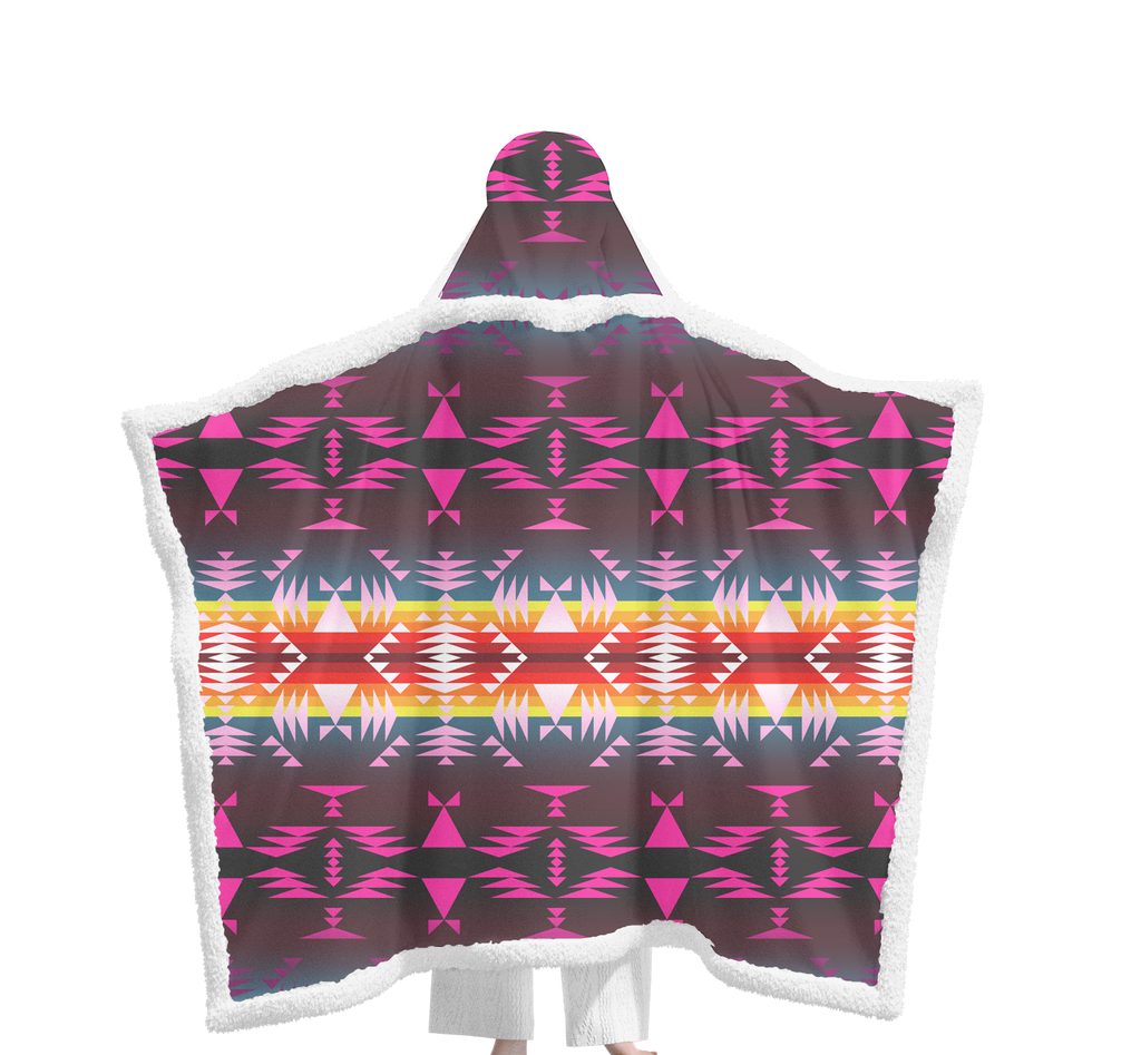 Powwow StoreGBNAT00653 Pattern Native Wearable Hooded Blanket