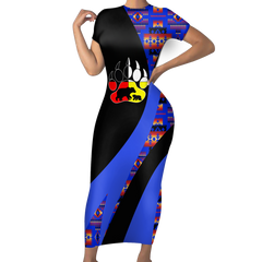 Powwow StoreSBD00177 Pattern Native ShortSleeved Body Dress