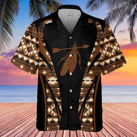 Powwow StoreGBHW000666 Tribe Design Native American Hawaiian Shirt 3D