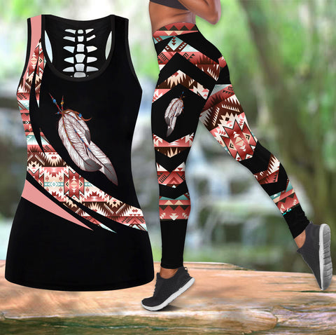 Powwow StoreCOMB2070 Pattern  Native Hollow Tank Top And Legging Sets