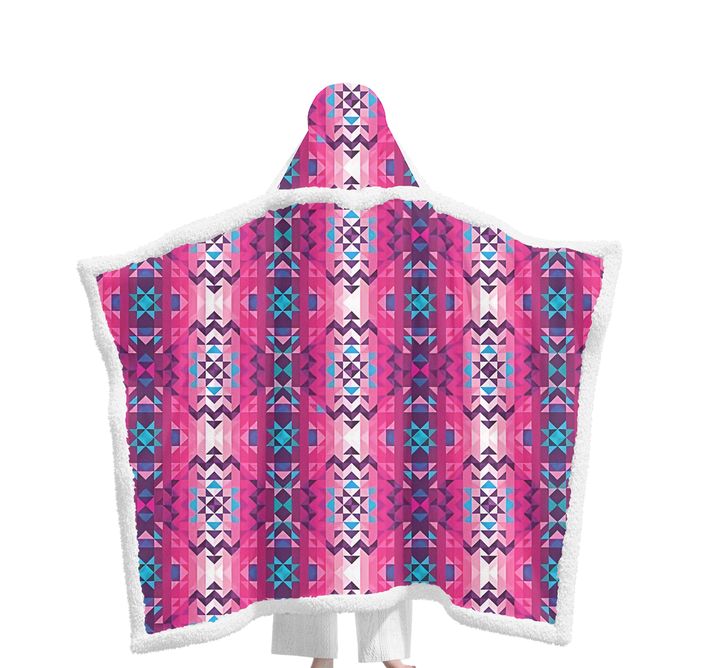 GB-NAT00673 Pattern Native Wearable Hooded Blanket