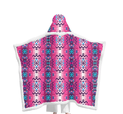 GB-NAT00673 Pattern Native Wearable Hooded Blanket