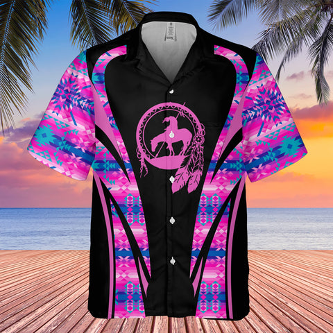 Powwow StoreGBHW000676 Tribe Design Native American Hawaiian Shirt 3D