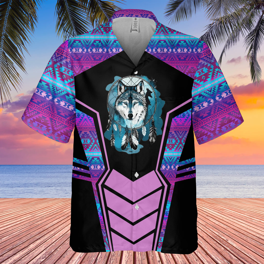 Powwow StoreGBHW000680 Tribe Design Native American Hawaiian Shirt 3D