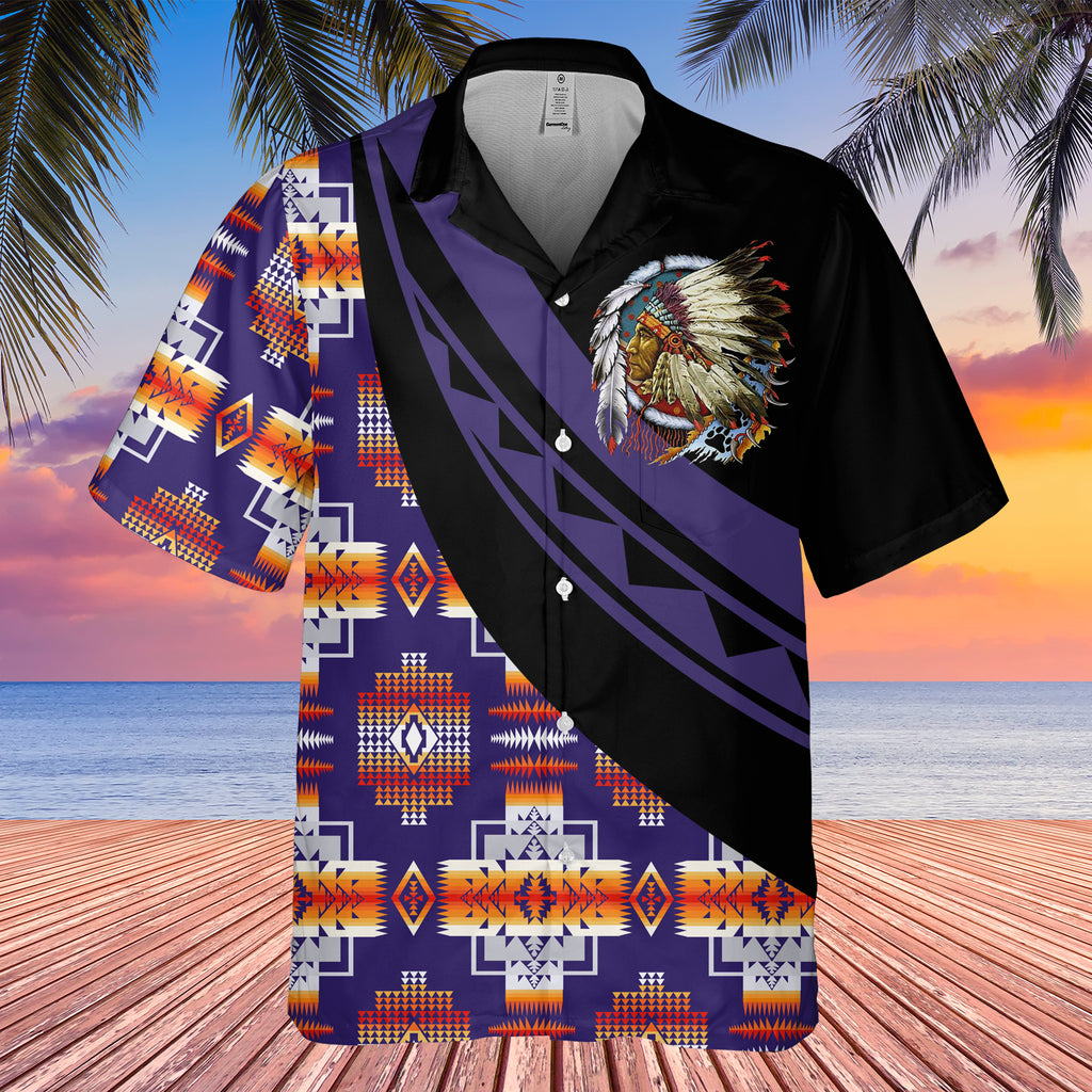 Powwow StoreGBHW001098 Tribe Design Native American Hawaiian Shirt 3D