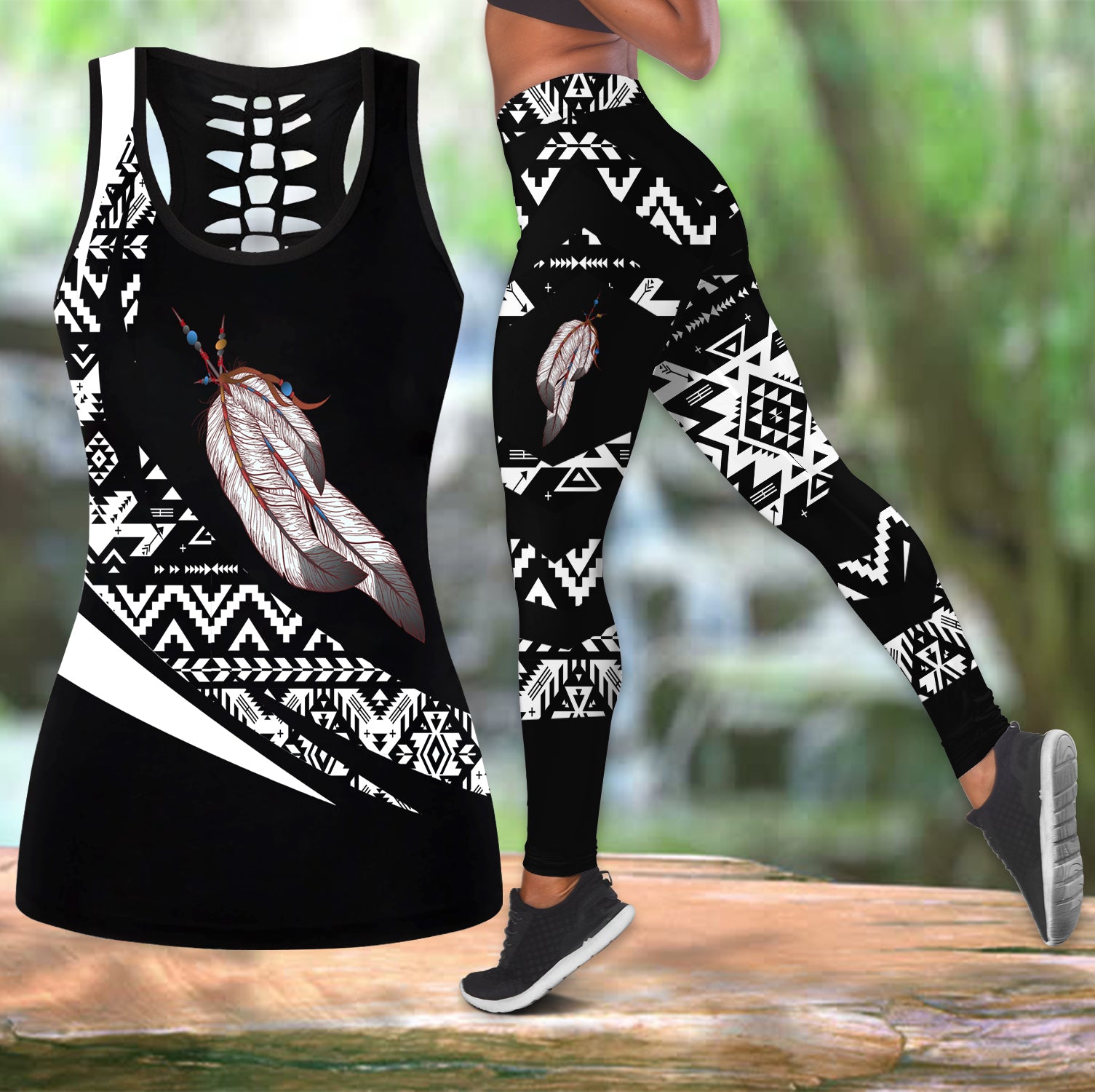 Powwow StoreCOMB2071 Pattern  Native Hollow Tank Top And Legging Sets