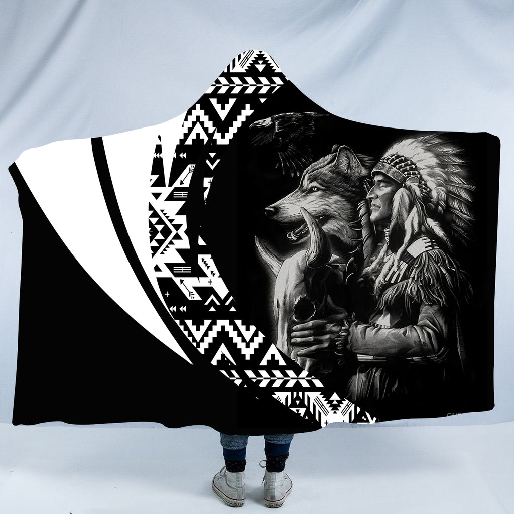 HDB00160 Pattern Native American Design Hooded Blanket